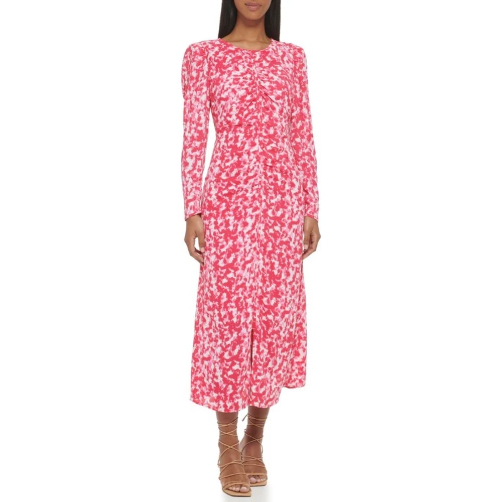 Calvin Klein Floral Print Long Sleeve Dress - Size 16 | Elegant & Feminine